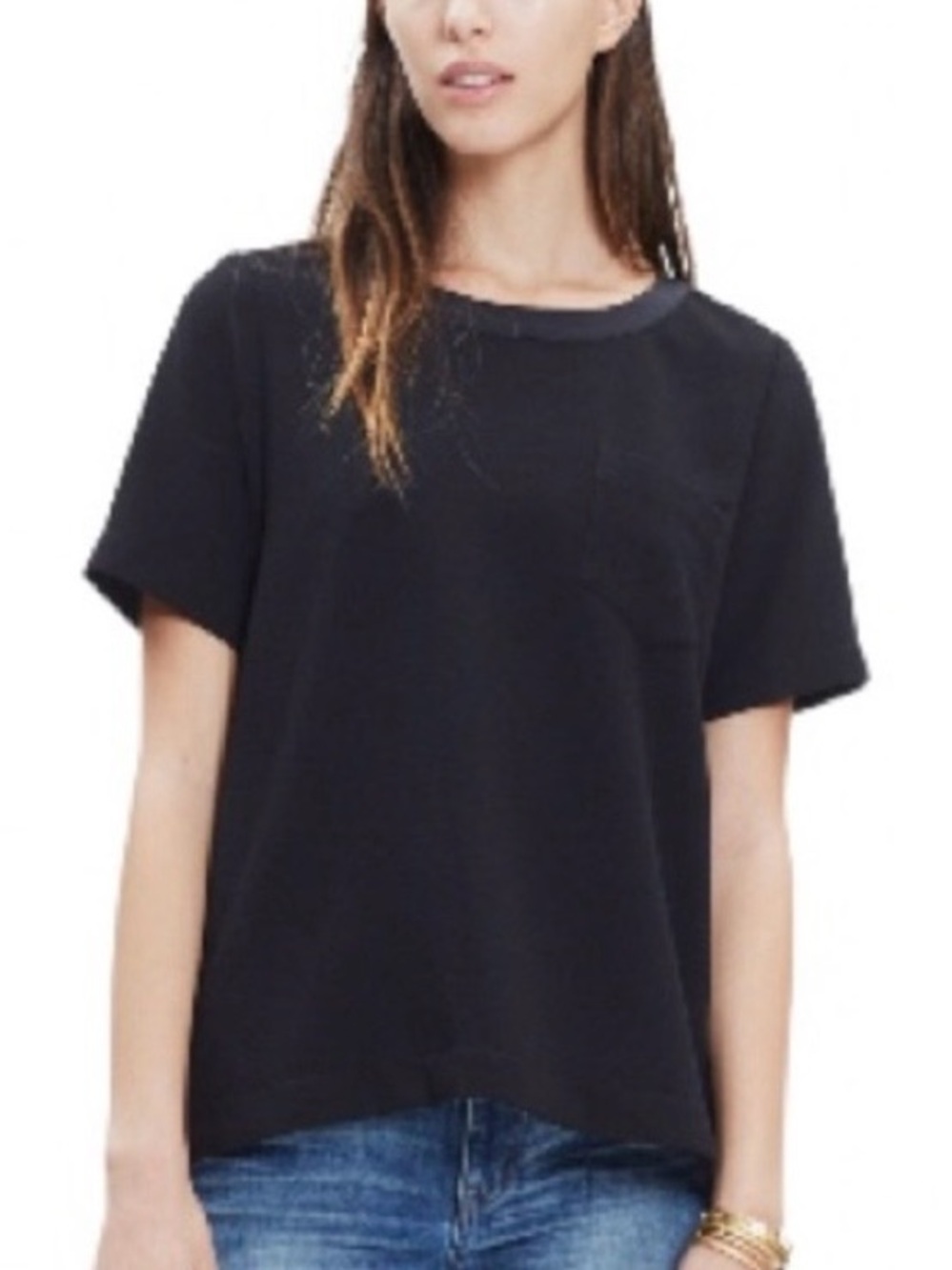 MADEWELL, Classic Short-Sleeve Black Women's Top, Size Small
